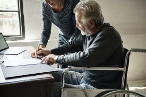 wheelchair user working